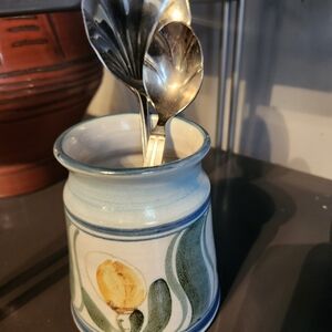 Vintage Mexican hand painted Wine Chiller or small Utensil Holder